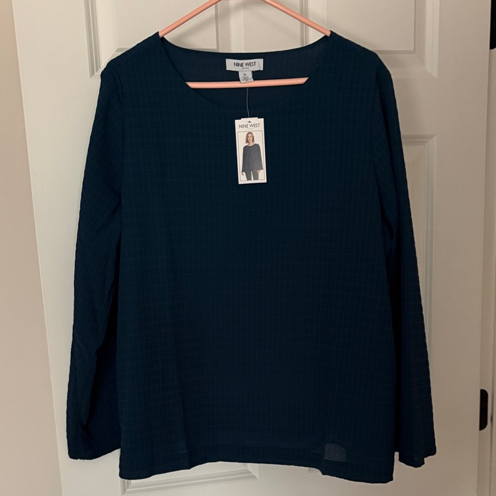Nine West Women's Dark Blue Long Sleeve Top